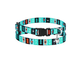 BronzeDog Нашийник для котів Urban Tribal нейлоновий з дзвоником ОШ 18-28 см Ш 10 мм інки