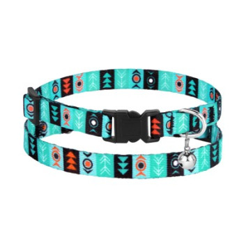 BronzeDog Нашийник для котів Urban Tribal нейлоновий з дзвоником ОШ 18-28 см Ш 10 мм інки