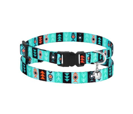 BronzeDog Нашийник для котів Urban Tribal нейлоновий з дзвоником ОШ 18-28 см Ш 10 мм інки