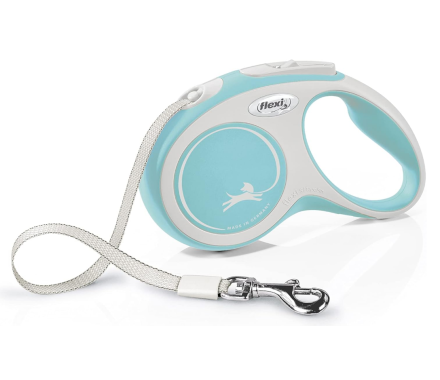 Flexi New Comfort Рулетка-поводок для собак лента XS 3 м голубая