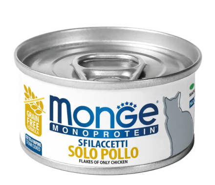 Monge Консерва для котов Monoprotein мясные хлопья Курица 80 г