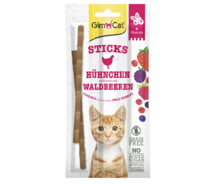 GimCat Ласощі для котів Палички Duo-Sticks Курка та лісові ягоди 3х5 г