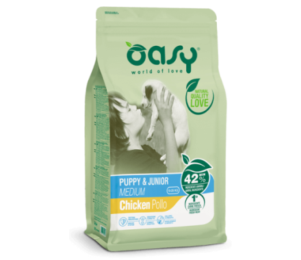 Oasy Сухий корм для цуценят Lifestage Puppy&Junior Medium Курка 3 кг