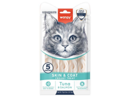 Wanpy Skin&Coat Ласощі для котів рідкі Тунець та лосось 5х14 г