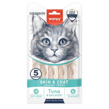 Wanpy Skin&Coat Ласощі для котів рідкі Тунець та лосось 5х14 г