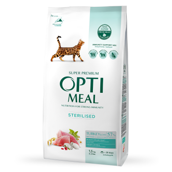 Optimeal Сухой корм для котов Стерилизованные Индейка овес 1,5 кг