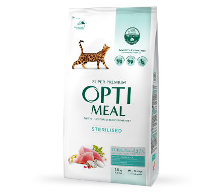 Optimeal Сухой корм для котов Стерилизованные Индейка овес 1,5 кг