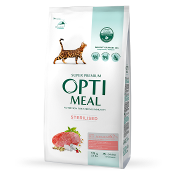 Optimeal Сухой корм для котов Стерилизованные Говядина Сорго 1,5 кг