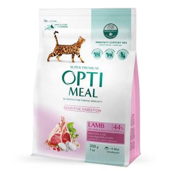 Optimeal Сухой корм для котов Чувствительное пищеварение Ягненок 200 г