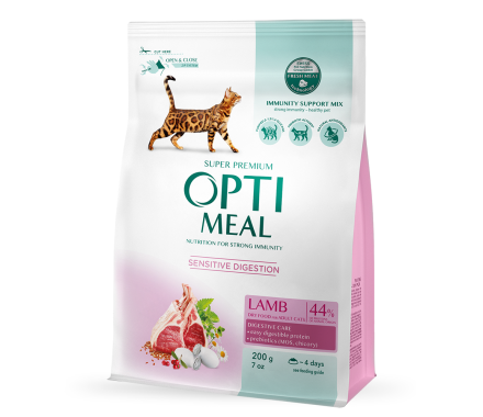 Optimeal Сухой корм для котов Чувствительное пищеварение Ягненок 200 г