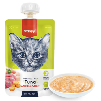 Wanpy Вологий корм для котів крем-суп тунець та курка з морквою 90 г