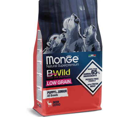 Monge Сухой корм для щенков Bwild Low Grain Puppy&Junior Оленина 2,5 кг