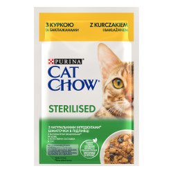 Cat Chow Sterilized Влажный корм для котов Курица и баклажан 85 г