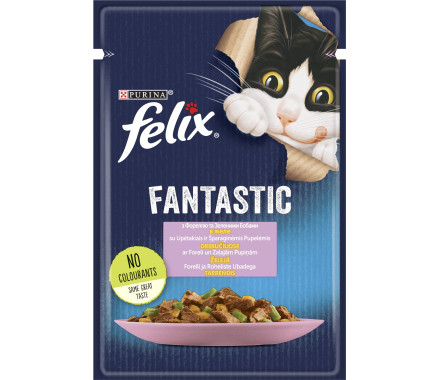 Felix Fantastic Влажный корм для котов Форель и зеленая фасоль в желе 85 г