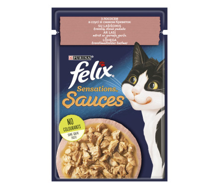 Felix Sensations Влажный корм для котов Лосось и креветка в соусе 85 г
