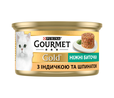 Gourmet Gold Консерва для котів Ніжні биточки Індичка та шпинат 85 г