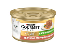 Gourmet Gold Консерва для котов Утка и морковь со шпинатом кусочки паштет 85 г