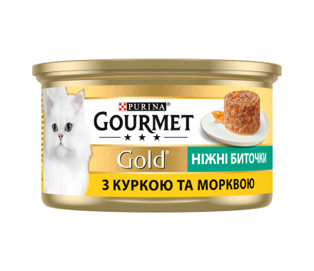 Gourmet Gold Консерва для котів Ніжні биточки Курка та морква 85 г