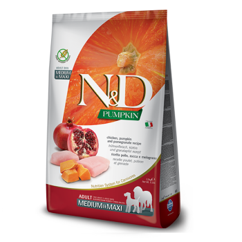 Farmina N&D Grain Free Adult Medium&Maxi Сухой корм для собак Тыква, Курица с гранатом 2,5 кг