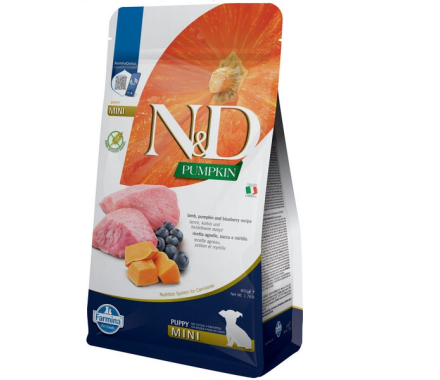 Farmina N&D Grain Free Puppy Mini Сухой корм для щенков Тыква, Ягнёнок и черника 800 г