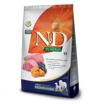 Farmina N&D Grain Free Adult Medium&Maxi Сухой корм для собак Тыква, Ягнёнок и черника 2,5 кг