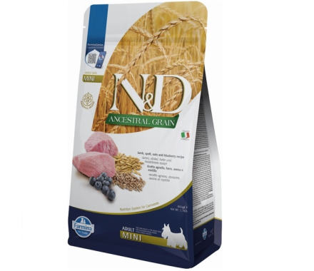 Farmina N&D Low Grain Adult Mini Сухой корм для собак Ягнёнок и черника 800 г