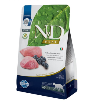 Farmina N&D Prime Grain Free Adult Сухой корм для котов Ягненок и черника 300 г