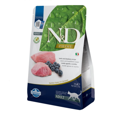 Farmina N&D Prime Grain Free Adult Сухой корм для котов Ягненок и черника 300 г