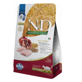 Farmina N&D Low Grain Adult Neutered Сухой корм для котов Курица с гранатом 300 г