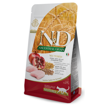 Farmina N&D Low Grain Adult Neutered Сухой корм для котов Курица с гранатом 1,5 кг