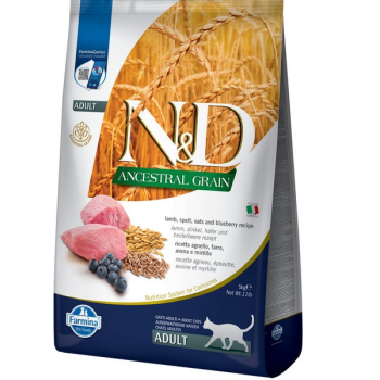 Farmina N&D Low Grain Adult Сухой корм для котов Ягненок и черника 5 кг