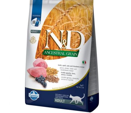 Farmina N&D Low Grain Adult Сухой корм для котов Ягненок и черника 5 кг