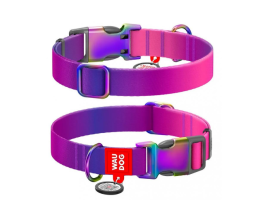 Waudog Nylon Recycled Нашийник для собак градієнт з QR паспортом розмір S 25-35 см фіолетовий