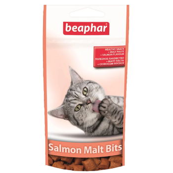Beaphar Malt Bits Лакомства для котов Подушечки для выведения шерсти Лосось 35 г