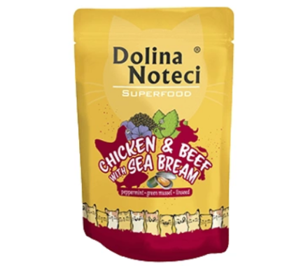 Dolina Noteci Superfood Вологий корм для котів з курятиною, яловичиною та дорадо 85 г
