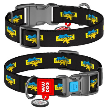 Waudog Nylon Ошейник для собак QR-паспорт пластиковый фастекс Ш 15 мм Д 23-35 см Дом