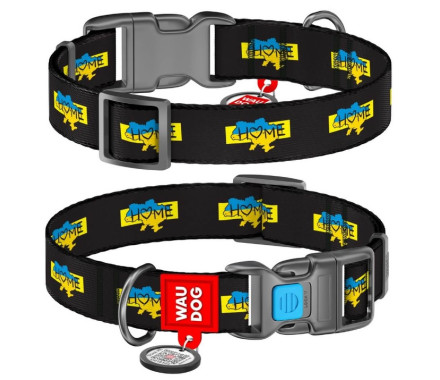 Waudog Nylon Нашийник для собак QR-паспорт пластиковий фастекс Ш 15 мм Д 23-35 см Дім