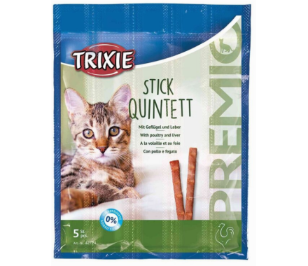 Trixie Лакомства для котов Premio Quadro-Sticks Палочки Домашняя птица и печень 5х5 г