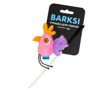 Barksi Игрушка для кошек Удочка Попугай 34х10х9 см