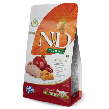 Farmina N&D Grain Free Adult Neutered Сухой корм для котов Тыква Перепелка Гранат 1,5 кг