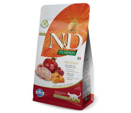 Farmina N&D Grain Free Adult Neutered Сухой корм для котов Тыква Перепелка Гранат 1,5 кг