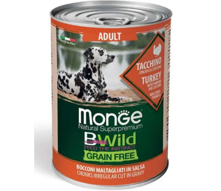 Monge Консерва для собак Bwild Adult Индейка с тыквой и цукини 400 г
