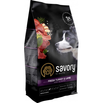 Savory Medium Breed Сухой корм для собак Индейка и ягнёнок 12 кг
