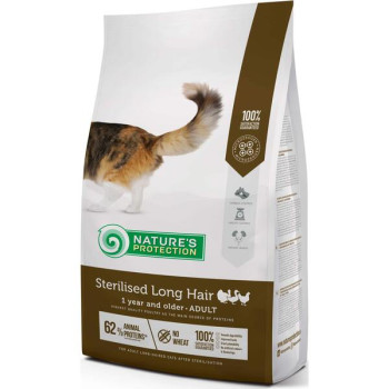 Natures Protection Сухой корм для котов Sterilised Long Hair Птица 2 кг