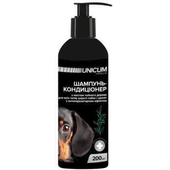 Unicum Premium Шампунь-кондиционер для собак противопаразитарный с маслом Чайного дерева 200 мл