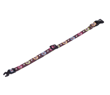 Nobby Ошейник для собак Paw XS-S нейлон 1×20‑35 см коричневый с лапками