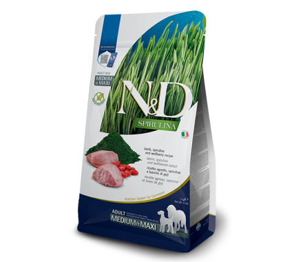 Farmina N&D Spirulina Adult Medium&Maxi Сухой корм для собак Ягнёнок, спирулина и ягоды годжи 2 кг