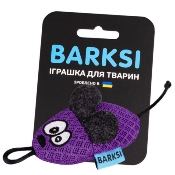 Barksi Игрушка для кошек Мышка с 3D сеткой и бубенчиком фиолетовая