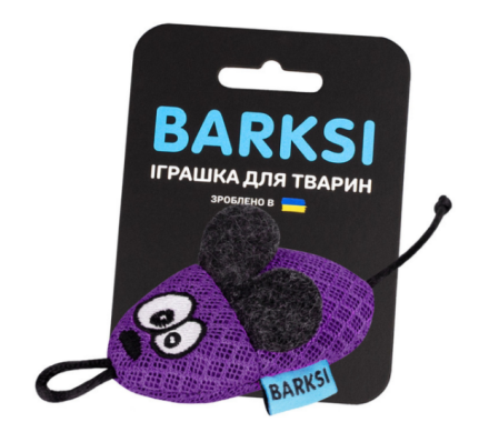 Barksi Игрушка для кошек Мышка с 3D сеткой и бубенчиком фиолетовая