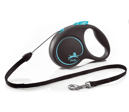 Flexi Black Design Рулетка-поводок для собак трос S 5 м синяя